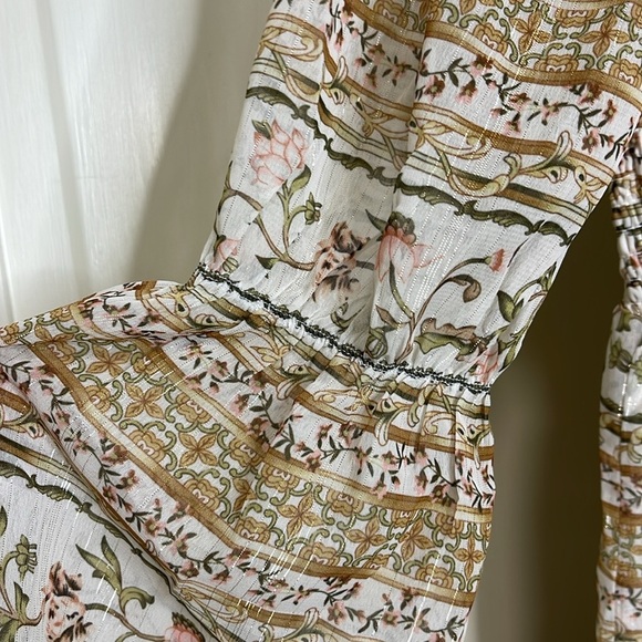 Koko & Mason Women’s Ivory Floral Print Long Sleeve Mini Dress Sz M Smocked NWT - Picture 9 of 13